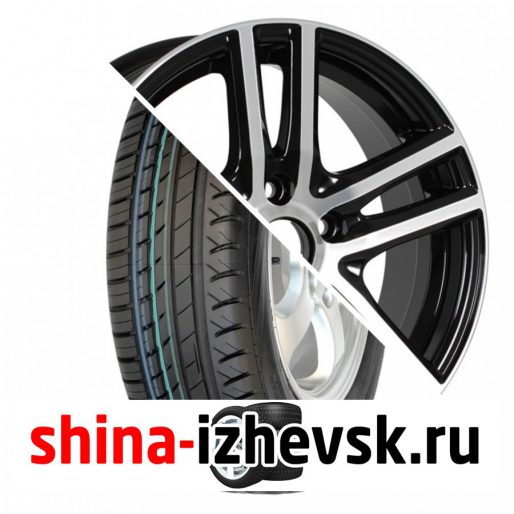 Колесо в сборе Viatti Strada (V-130) 185/60 R15 H 84 + Tech Line 529 6xR15 4×100 ET38 DIA67.1 Глянцевый черный с полированной лицевой частью в Ижевске
